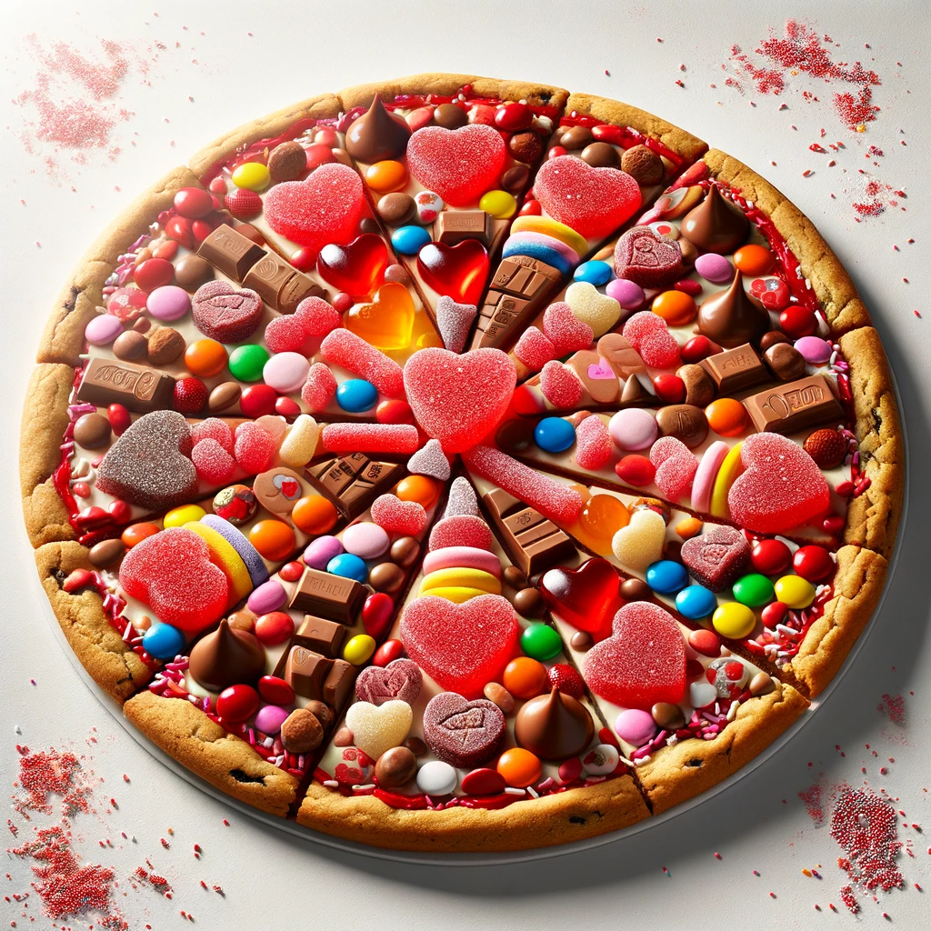 valentine candy cookie pizza